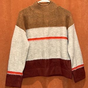 Mock neck striped sweater